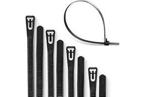 Meccion 100 sztuk odpinanych opasek kablowych, wytrzymałe, wielokrotnego użytku, mocne nylonowe opaski na zamek błyskawiczny (300 mm x 7,6 mm, czarne)