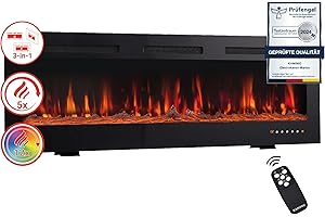KAMINIO Eléctrica Chimenea Marlon - Chimenea eléctrica 3 en 1 con calefacción, Efecto de Llama 3D, 12 Colores de Llama, Control Remoto (70 Pulgada)
