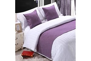 Q_STZPX Bed Runner Bed Runners Bed Scarf Hotel Bedding Linen High-End Bed Tail Towel Bed Flag Bed Tail Pad Decoration Strip，Purple,50X240Cm (1.8M Bed)