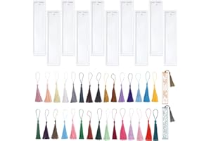 SPOKKI 40pcs Resin Moulds 10pcs Bookmark Epoxy Resin Mould with 30pcs Colourful Tassel,Silicon for Resin Bookmark Moulds Silicone Rectangle Casting Mould