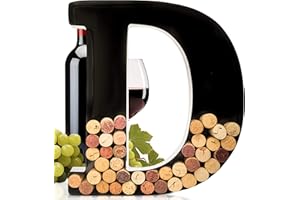 will's Porta tappo per vino - Lettera monogramma in metallo (D), Nero, Grande | Regali per gli amanti del vino, regali di inaugurazione della casa, fidanzamento e addio al nubilato