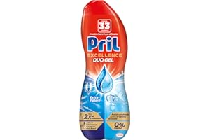 Pril Excellence Duo Gel Lavastoviglie con Bicarbonato, Detersivo Lavastoviglie Gel con Sgrassatore Attivo, 33 Lavaggi