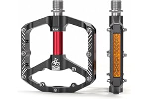 Kadacha Pédales de vélo avec Bandes réfléchissantes, 3 roulements scellés, Plates-Formes de vélo en Aluminium CNC antidérapantes, pédales 9/16 Pouces pour vélo de Route, VTT, vélo électrique.