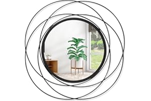 HLFMVWE Montowane na ścianie czarne małe okrągłe lustra dekoracyjne, okrągłe metalowe lustro artystyczne do domu do łazienki toaletki, salonu lub sypialni
