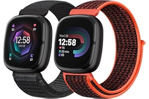 Runostrich Nylon Loop Straps Compatible with Fitbit Versa 4/Sense 2/Versa 3/Sense, Soft Breathable Sport Adjustable Replacement Band Women Man Wristband Accessories