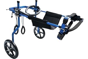 KAJILE Verstellbarer 2-Rad-Hunderollstuhl, XL-2 Größe für behinderte Hund Hinterbeine Rehabilitation, geeignete Höhe 50-65cm, Breite 21-28cm, Länge 30-40cm