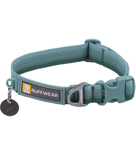 RUFFWEAR Top Rope Hundehalsband - Verstellbar (Größe M: 36-51 Cm), Reflektierend, Robust, Farbe River Rock Green