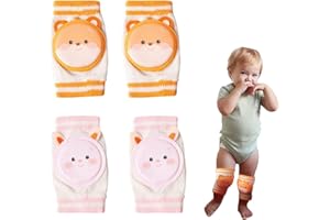 XIXKOLYU® 2 pares de rodilleras para gatear, transpirables, rodilleras para bebé con esponja, rodilleras antideslizantes para los pies, funda Shiba Inu+conejo
