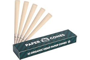 GRANNY'S WEED Granny's® Premium Hanf Cones 32 Stück | 109mm King Size Hülsen | Konisch gedreht | Aus Papier | Vorgerollte Kegeltüten | Fertig zum Befüllen | Grannys Cones