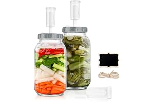 YUEYEE Förpackning med 2 fermenteringsburkar Kimchi på 2 l, fermenteringsburk med airlock perfekt för fermentering av kimchi