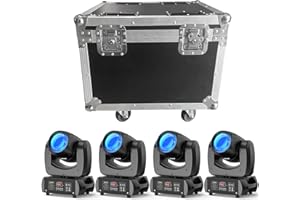 PUZILOZA 4 Piezas de 100W LED Cabeza Móvil con Flightcase Caja de Vuelo Caja de Transporte Portátil