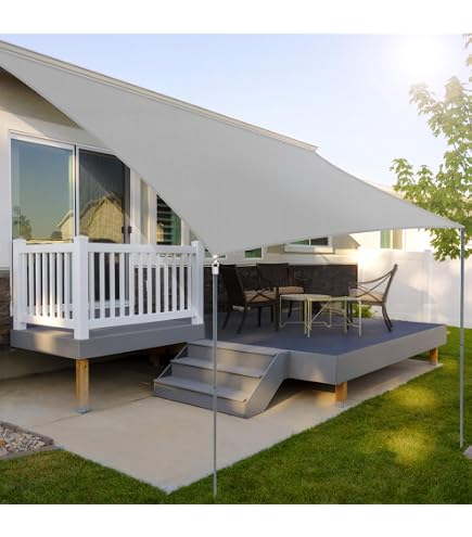 COOL AREA Sonnensegel Wasserdicht Rechteckig 4x5m Sonnenschutz 95% UV Schutz Windschutz,Wasserabweisend Segel Geeignet für Außenbereiche wie Garten Balkon Terrasse-Helles Khaki
