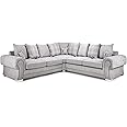 Honeypot Sofa Bed - Verona Scatterback Sofabed Grey Large Corner - Soft Grey Fabric Upholstered Couch with Double Sofabed | Setup Included | Made in EU | Built to Last (Large Corner Sofabed,Grey)