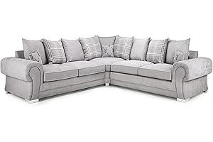 Honeypot Sofa Bed- Verona Fullback Sofabed Grey Large Corner- Soft Grey Fabric Upholstered Couch Double Sofabed for Living Room | Setup Included | Made in EU |Built to Last (Large Corner Sofabed,Grey)
