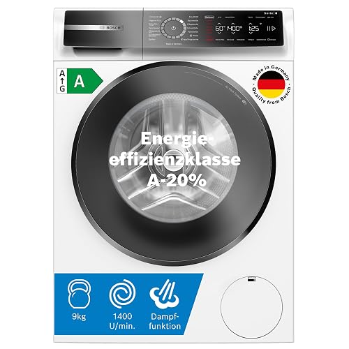 Bosch Series 8 WGB244040 Washing Machine, Front-Loader with 9 kg Capacity, 1400 rpm, Home Connect, IronAssist, Mini Load, ActiveWater Plus, White, 60 cm