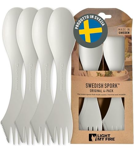 Set Da 3 Posate 3-in-1 Spork In Plastica (cucchiaio, Forchetta, Coltello) Per Campeggio E Viaggio. Colori: Rosso, Verde, Giallo. Leggere (32g), Resistenti Al Calore, Con Custodia A Rete. Ipoallergeniche.