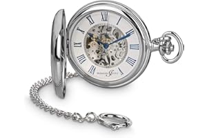 Hermann Jäckle Ettlingen Stilvolle und Elegante Taschenuhr mit skelettiertem Uhrwerk & Handaufzug I Mineralglas | Qualitätshandwerk mit Kette und Reiseetui