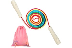 MAHESA® Comba de Saltar Niña de colores Arco iris + Bolsita de Transporte Rosa | Comba Niña para Gimnasia Dentro y Fuera de Casa|cuerda saltar niños y niñas.
