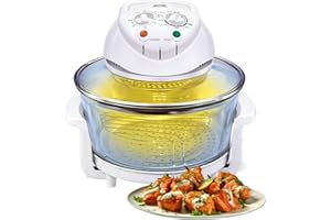 MPM MKO-01 Horno Halógeno Convección Multifunción grill, 220 °C, temporizador 60 minutos, aro extensor capacidad 16,5 litros, 1400W