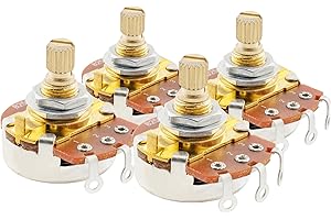 Musiclily Pro Shaft Laiton Full Métrique B250K Potentiomètres Linéaire Axe Cannelé pour Guitare électrique et Basse (Lot de 4)