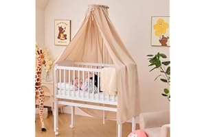 ALAVYA HOME® Betthimmel mit Himmelstange I Babybetthimmel Baldachin Kinderzimmer Himmel Moskitonetz für Babybett Stubenwagen Babywiege Kinderbett I 100% Bio-Baumwolle I GOTS-Zertifiziert I 150 x 240