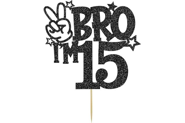 Alaoo 15 år gammal grattis på födelsedagen tårtdekoration personlig tårtdekoration, tårta topper för att dekorera födelsedagstårta för barn, vuxna, mamma, svart-Bro