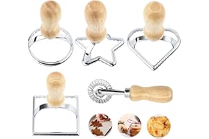 MPXEAVG 5 Pcs Cortador para Hacer Ravioli, Juego de Sellos para Hacer Raviolis, Cortador Raviolis Rueda, Moldes para Hacer Pasta