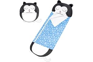 KINGMILE Kinderschlafsack Husky Flauschiger Schlafsack für Kinder，2-in-1 Faltbarer Kuscheltier-Schlafsack mit Kopfkissen，bequemer Schlafsack für die Mittagspause oder den Nachtschlaf der Kinder