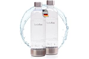 ‎SODAFIXX Sodafixx PET Wasserflaschen Doppelpack 2x 0,85L - Ersatzflaschen für Wassersprudler mit Schraubgewinde - kompatibel mit Sodafixx, Aarke Carbonator 2 & 3, Brita SodaONE, Sodapop Cooper & Lucky Moose