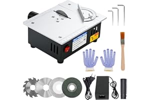 SHULLTJI Mini Tischkreissäge 96W Multifunktionale Tischkreissäge mit 4 Klingen Präzisions Tischsäge 7-Gang-Netzteil Einstellbarer für DIY-Holzbearbeitungsprojekte