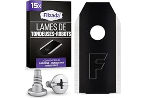 Filzada® 15x Titanium Black Lames pour Tous Les Husqvarna Automower - 15 vis incluses - Lames de tondeuses-Robots adaptées aux Husqvarna 305, 308, 310, 315, 320, 420, et Bien d'autres.