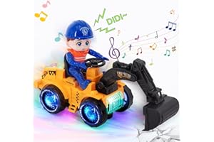 Ltteaoy Construction Car Excavator Toy for Boys Kids,Detachable Digger Toy with Excavator Operator,Outdoor Construction Toy with Electric Universal Wheel/Sound/Light for 3+ Year Old