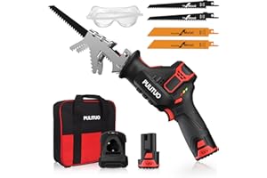 Sega a Gattuccio,PULITUO 12V Sega alternativa a batteria con velocità variabile da 0-2700 RPM e piastra del piede regolabile,Seghetto a Batteria con batterie da 2.0Ah e Ricarica rapido da 1 ora,4 lame