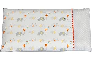 ClevaMama Pram Pillow Case, Replacement in 100% Soft Cotton - Multicolor (Elephant), 22x31 cm, 7816