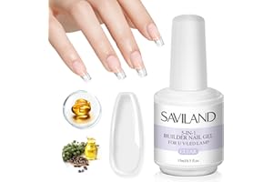 Saviland 5 en 1 Clear Builder Nail Gels - Gel fortalecedor de uñas de construcción rápida de 15 ml, gel de esmalte de uñas U V/LED para suministros de reparación de uñas rotas