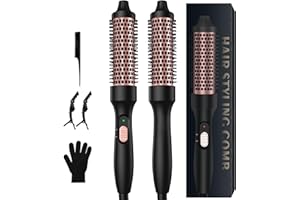 UMIGA Thermal Brush 3-in-1 hot Brush, 38mm Heated Brush Ceramic Fast Heating Curling Brush, Negative Ions Heated Round Brush Dual Voltage Travel Heated Hair Brush Styler for Long & Short Hair