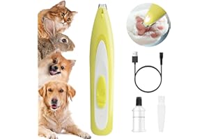 WBBRBBR Paw Trimmer for Dogs with LED Light, Pet Hair Trimmer, Professional Dog Trimmer, Dog Paws, Quiet Dog Clippers for Dogs, Cats, Paws, Eyes, Ears, Face, Body (Yellow)