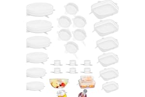 LEVENSON Coperchi in silicone estensibile 24 pezzi ideale per conservare gli alimenti in vari contenitori flessibili regolabili durevoli ecologici Senza BPA lavabili in lavastoviglie