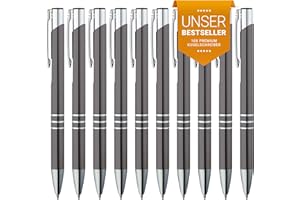 ‎GIMEI GIMEI® Metall Kugelschreiber 10 Stück | Premium Kugelschreiber Set Hochwertig, Kulli für einfaches & weiches Schreiben | Blauschreibender Kugelschreiber Grau als optischer Hingucker