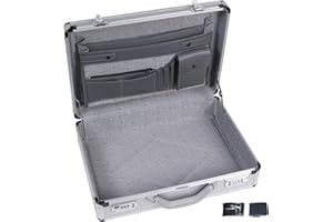 Perel teczka na laptopa i dokumenty w formacie A4, z 2 zamkami szyfrowymi, paskiem na ramię i wzmocnionymi narożnikami, idealna do codziennego użytku, solidna, aluminiowa, szara, 460 x 335 x 110 mm