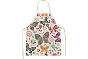 Eyands Grembiule da cucina per bambini - grembiule da cucina in lino con motivo carino, grembiule da cucina con pittura da giardinaggio