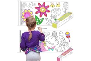 LANYOTA Malpapier für Kinder, 2Pcs 300 * 30cm Zeichenrolle Papierrolle, DIY Malpapier Sticky Farbe Füllpapier für Kinder Craft, Drawing Paper Roll for Mädchen und Jungen (Blume + Prinzessin)