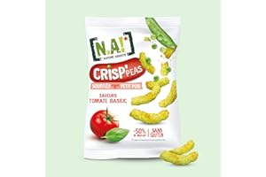 Nature Addicts N.A! - Crisp'Peas Tomate Basilic Soufflés De Petits Pois, Légers Et Délicats 50% Matières Grasses En Moins Sans Gluten Source Fibres Protéines Sachets 50 Gr , Lot 5