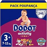 Dodot Activity, Baby Diapers, Size 3+, 7-11 kg 240 Nappies Value Pack