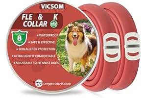VICSOM Dog Collars, 2PC Safe Dog Collars for Most Dog Breeds and Sizes 16 Months Protection Dog Collar for Puppies Small Medium Large Dogs, Waterproof Collars for Dogs- Red