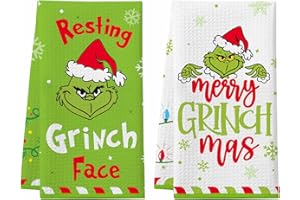 Homythe Grinchs Weihnachten Küchentücher, 2 Pack Lustigen Urlaub Geschirrtücher Bad Handtücher, Weihnachten Home Decorations, Cute Xmas Geschenke für Frauen Männer
