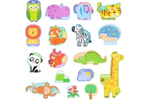 INFINIZER Fridge Magnets for Kids Wild Animal,Cute Vivid Animals Refrigerator Magnets for Kids Soft Back Magnetic Animals for Fridge,Toddler Magnets for Refrigerator (17PCS - Animal Cognition)