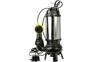 BSD Bomba Sumergible de Aguas Sucias con Trituradora y Flotador - Cuerpo en Níquel/Hierro Fundido para Aguas Residuales - 1500W, 23 000L/h, Altura de Impulsión máx. 17,5m