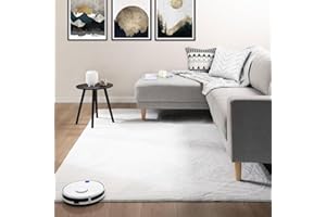 VIMODA Teppich Wohnzimmer Schlafzimmer Flauschig, kurzflorig – waschbar und Fußbodenheizung geeignet,Farbe:Creme;Maße:160x220 cm