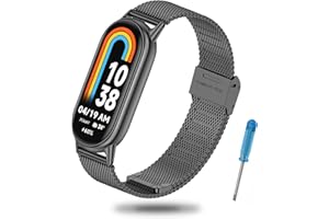 Xisair Pasek kompatybilny z Xiaomi Mi Band 8 Paski Xiaomi Mi Band 9 Metalowy pasek ze stali nierdzewnej dla Miband 8 Miband 9 Akcesoria Unisex Zamienne bransoletki